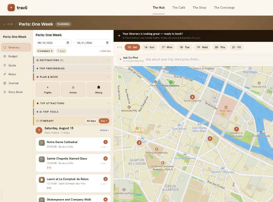 AI Itineraries preview